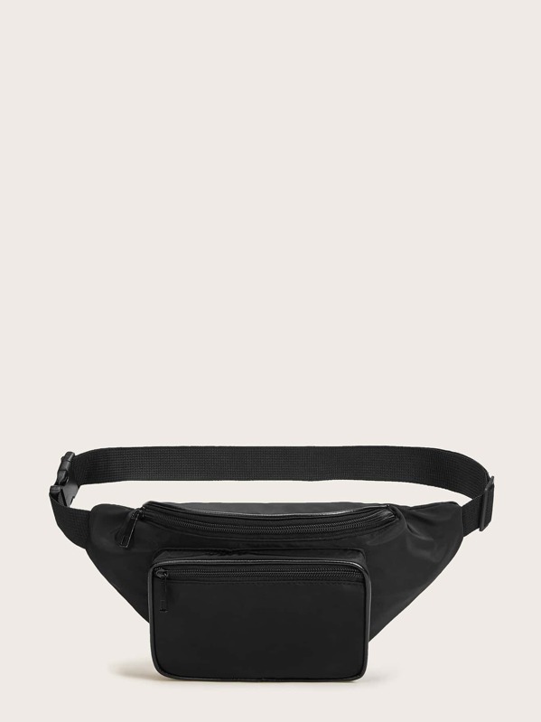 

Zip Front Release Buckle Fanny Pack, Black