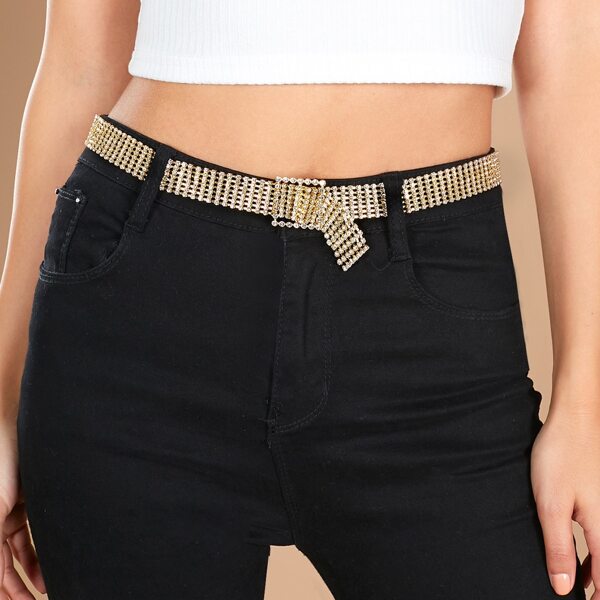 

Small Square Buckle Rhinestone Crystal Belt