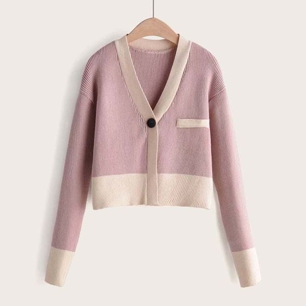 

Cut And Sew Single Button Cardigan