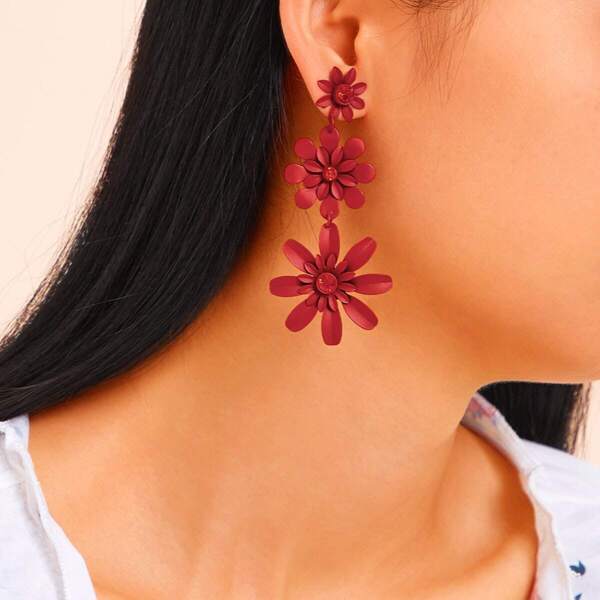 

Tiered Flower Drop Earrings 1pair