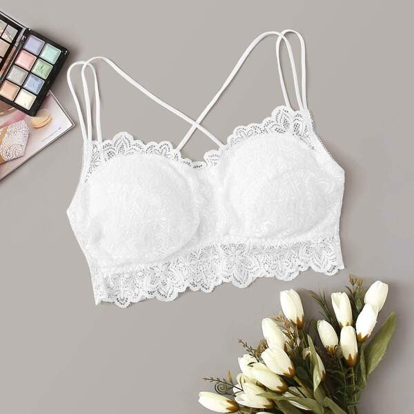 

Crisscross Back Floral Lace Bralette