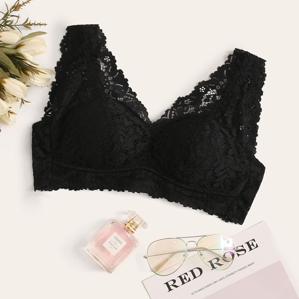 

Floral Lace Bralette, Black