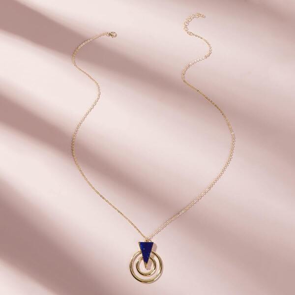 

Triangle & Round Charm Necklace 1pc, Gold