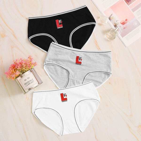 

Letter Graphic Panty Set 3pack, Multicolor