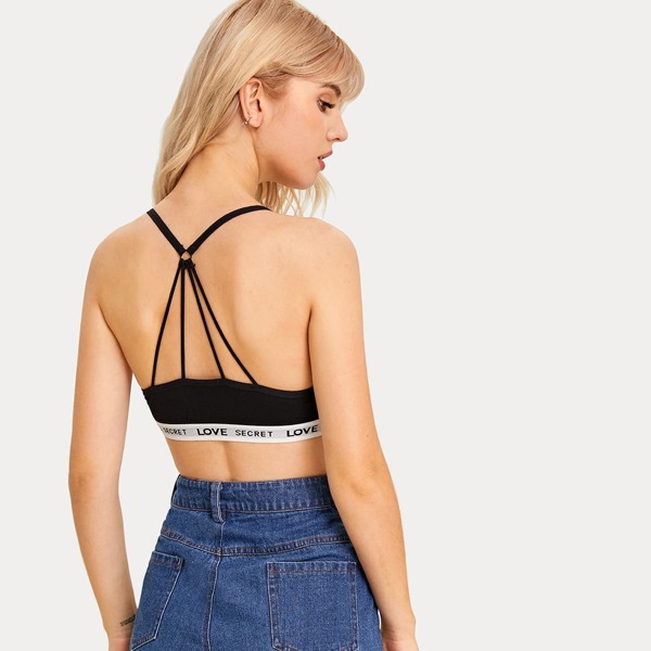 

Letter Tape Caged Back Sports Bra
