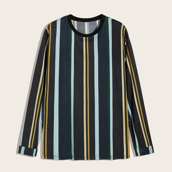 

Men Round Neck Striped Tee, Multicolor