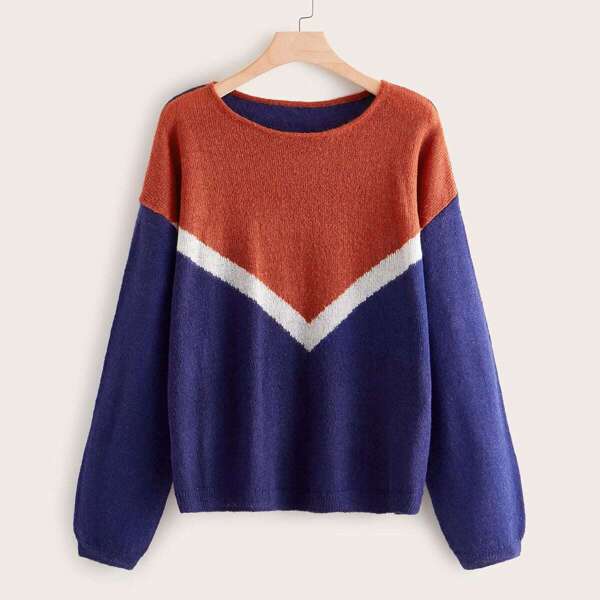 

Plus Chevron Long Sleeve Mohair Jumper, Multicolor