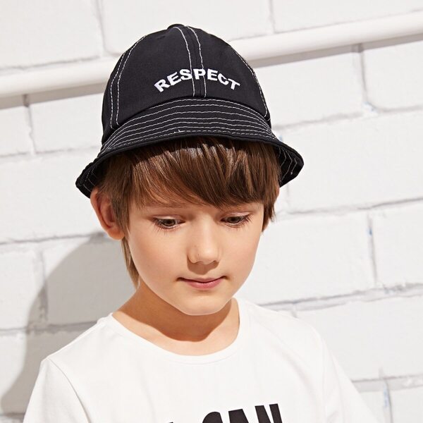 

Toddler Kids Letter Embroidery Bucket Hat, Black