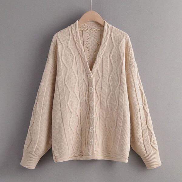 

Cable Pattern Button Front Cardigan