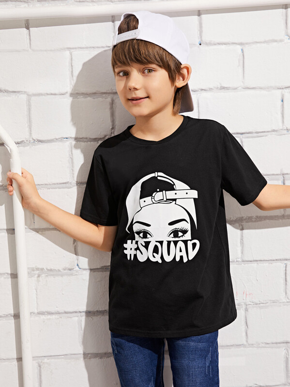 

Boys Figure & Letter Graphic Tee, Black, Bogdan