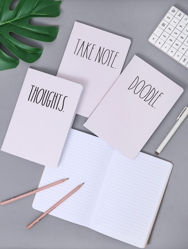 

Random Letter Print Cover Notebook 1pack