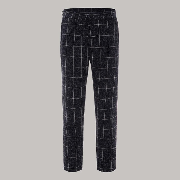 

Men Grid Print Cigarette Pants, Navy