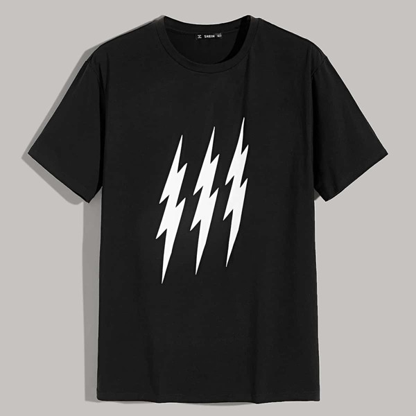 

Men Lightning Print Tee, Black