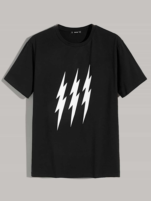 

Men Lightning Print Tee, Black