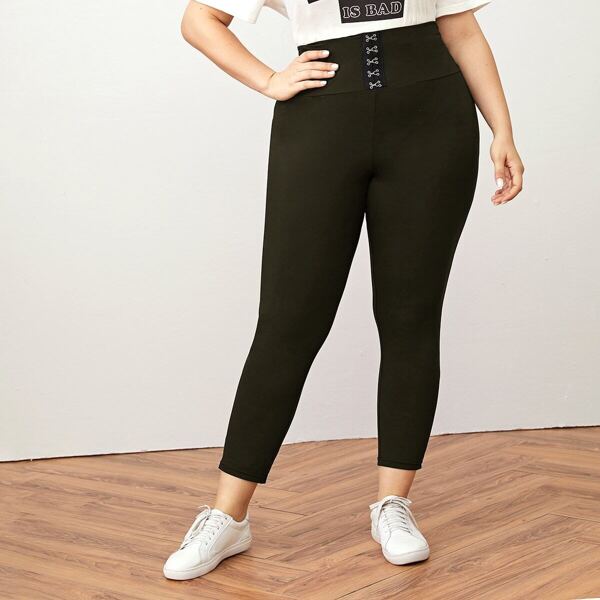 

Plus Wide Waistband Hook and Eye Leggings