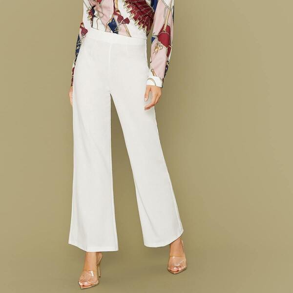 

Zip Side Solid Wide Leg Pants
