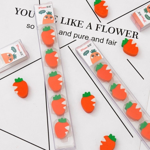 

Boxed Carrot Shaped Eraser Set 5pcs