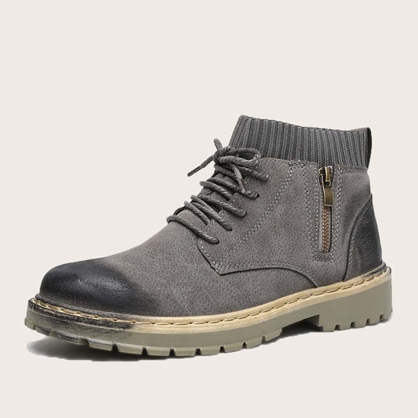 

Men Side Zip Decor Lug Sole Boots