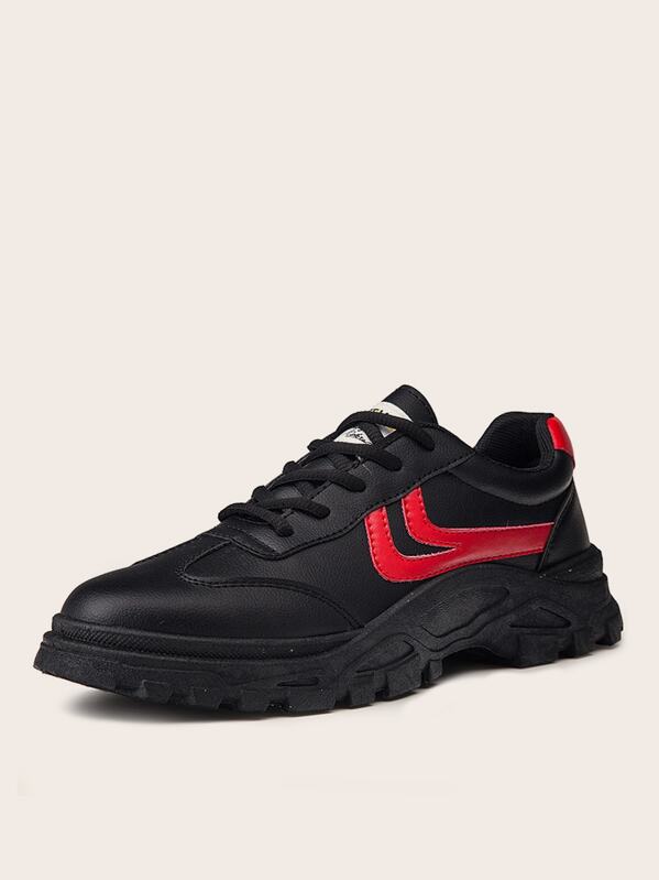 

Men Lace-up Front Chunky Sole Trainers, Black