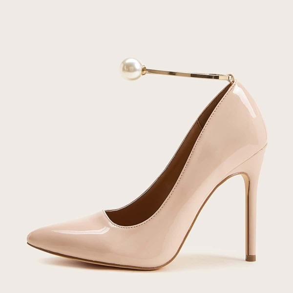 

Point Toe Ankle Strap Stiletto Heels, Pink
