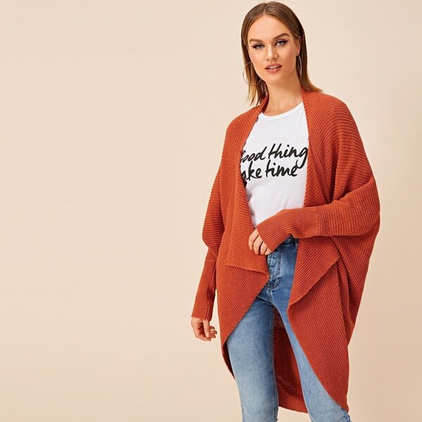 

Asymmetrical Hem Waterfall Neck Cardigan