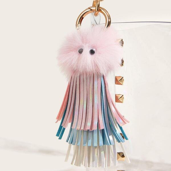 

Pom Pom & Tassel Detail Charm Bag Accessory, Multicolor