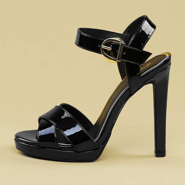 

Buckled Ankle Platform Stiletto Heels, Black