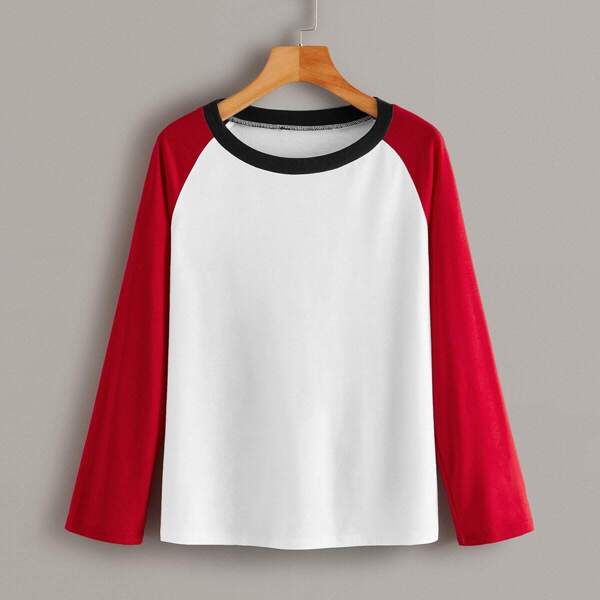 

Contrast Raglan Sleeve Baseball Tee