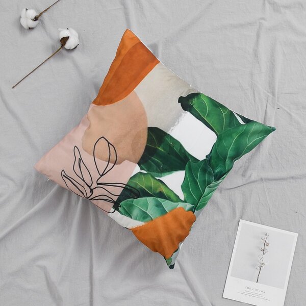

Watercolor Plant Print Cushion Cover, Multicolor
