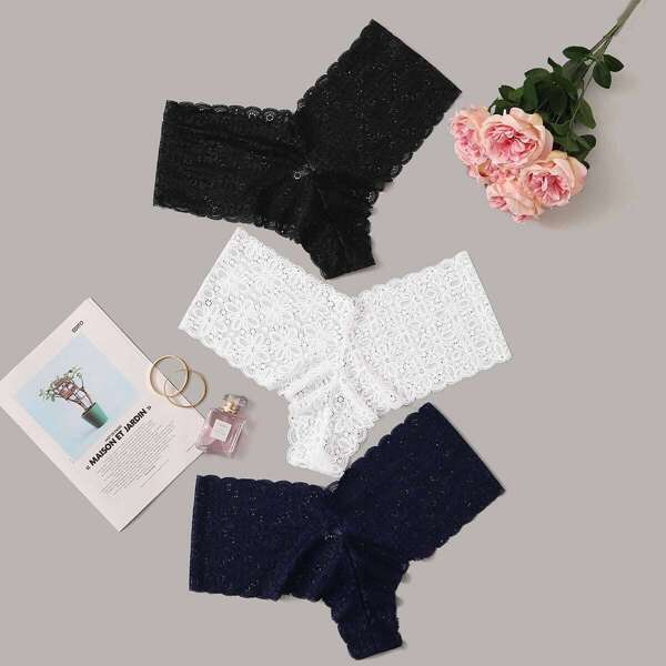 

Plus Floral Lace Panty Set 3pack, Multicolor