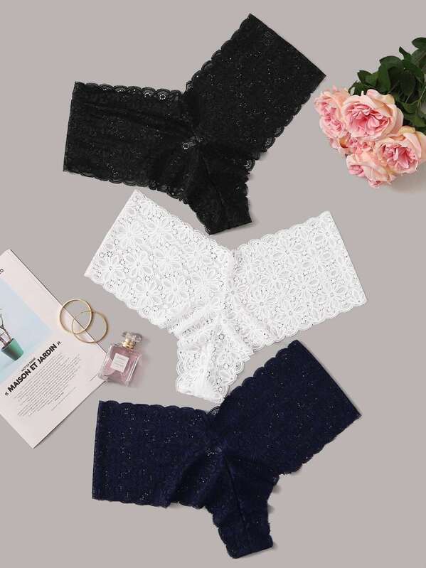 

Plus Floral Lace Panty Set 3pack, Multicolor