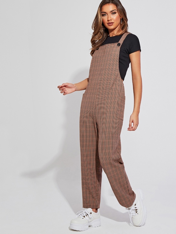 

Checked Pocket Patch Pinafore Jumpsuit, Multicolor, Sara Baig