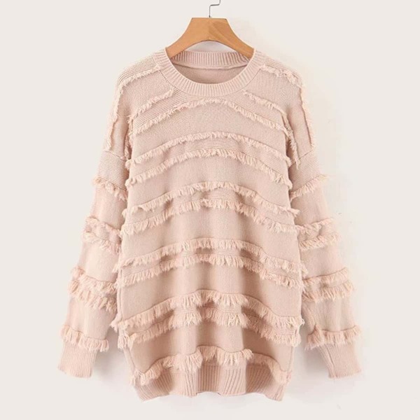 

Raw Hem Drop Shoulder Sweater