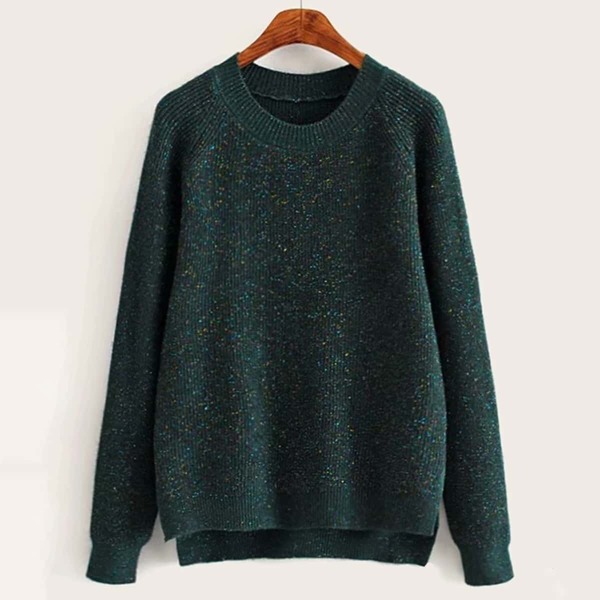 

Round Neck High Low Confetti Sweater