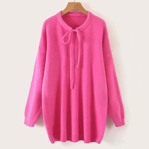 

Neon Pink Tie Front Drop Shoulder Sweater