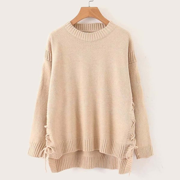 

Lace Up High Low Sweater