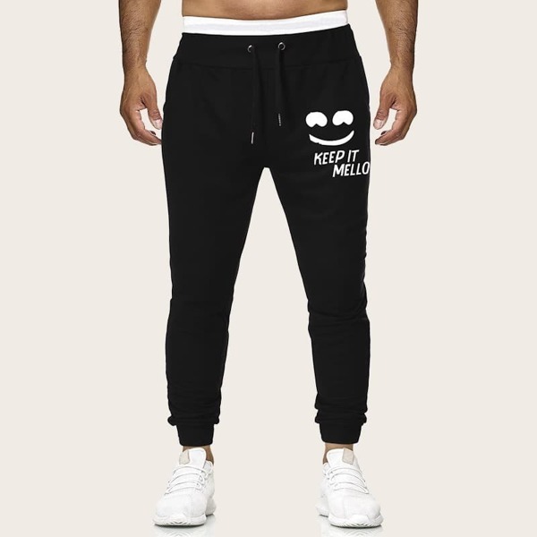 

Men Drawstring Waist Letter Print Sweatpants