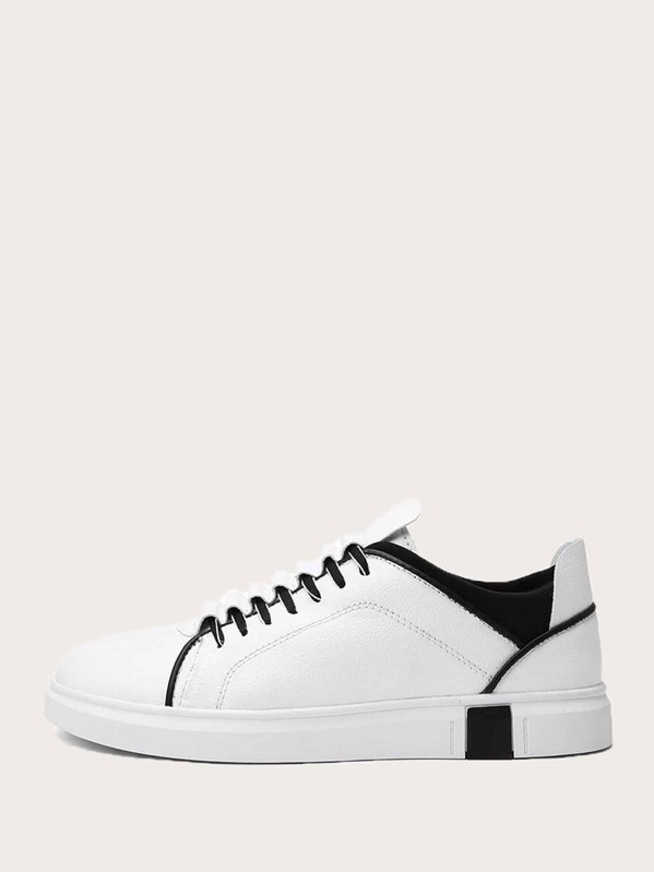 

Men Two Tone Low Top Sneakers, Black and white