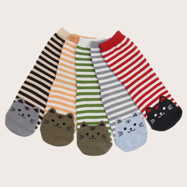 

Cat & Striped Pattern Socks 5pairs
