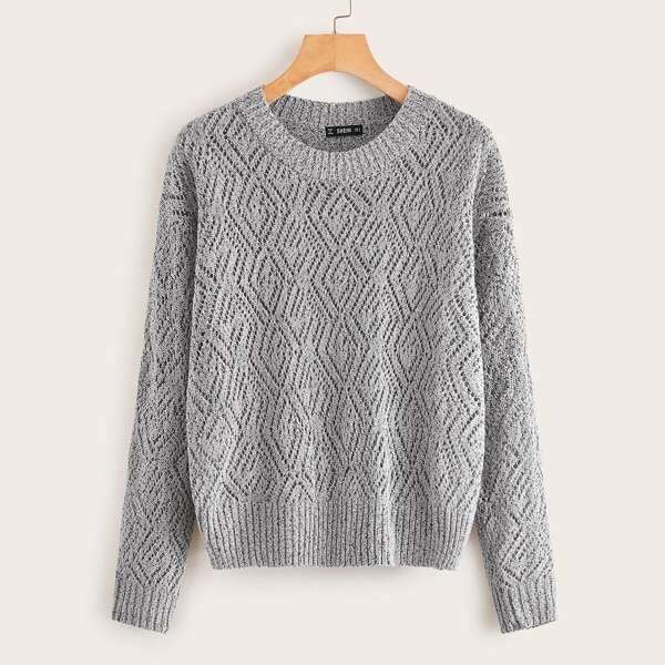 

Solid Drop Shoulder Sweater, Grey