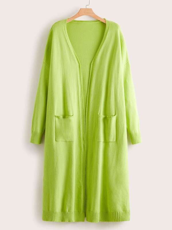 

Plus Neon Lime Pocket Front Cardigan, Green