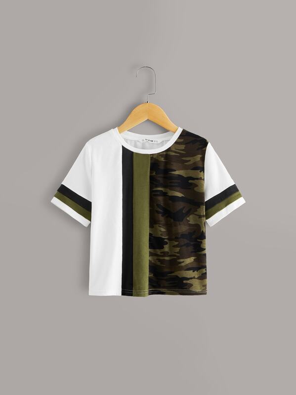 

Girls Camo Colorblock Tee, Multicolor