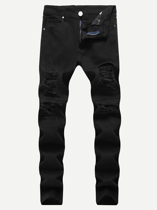 

Men Ripped Solid Jeans, Black