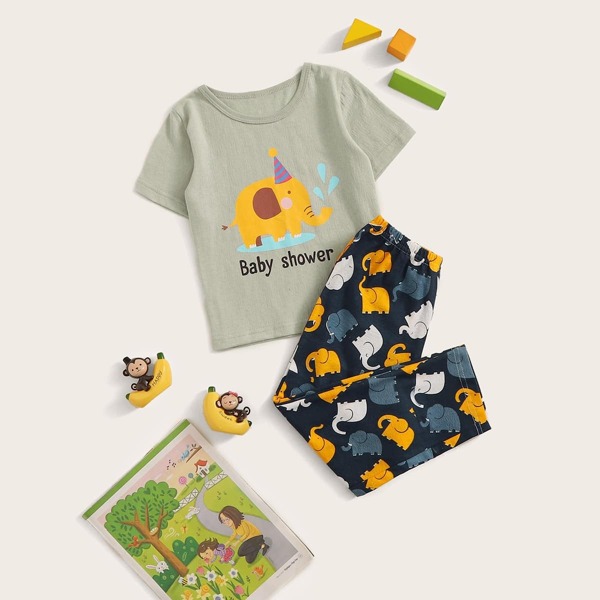 

Toddler Boys Elephant Print Pajama Set, Multicolor