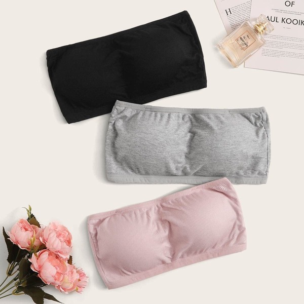 

Rib Bandeau Bra Set 3pack