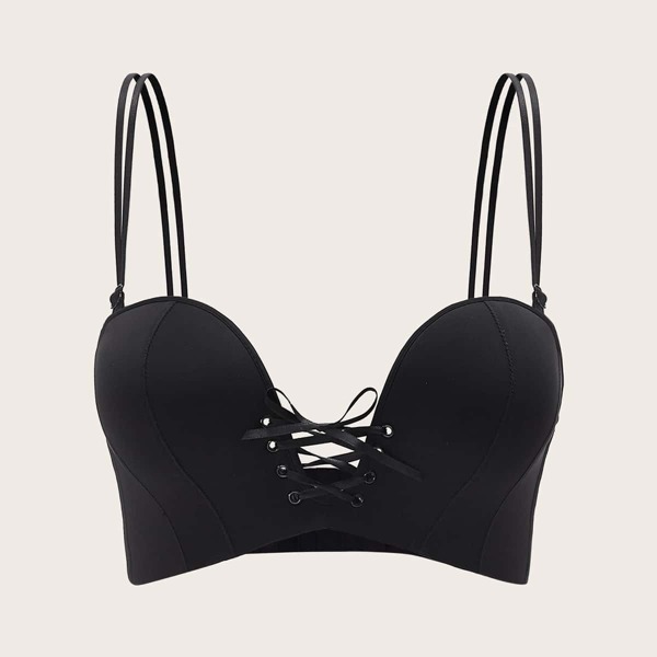 

Lace-up Bandeau Bra With Detachable Strap