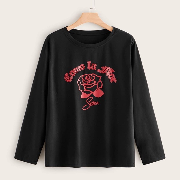 

Plus Rose & Letter Print Tee