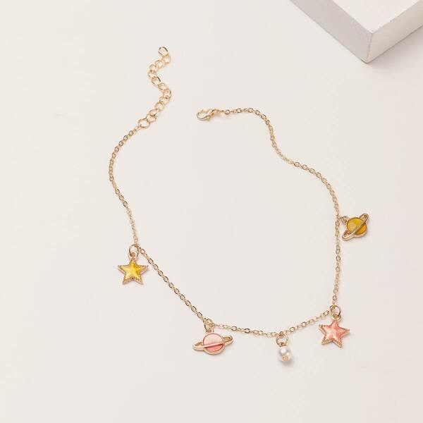 

Toddler Girls Faux Pearl & Star Charm Necklace 1pc