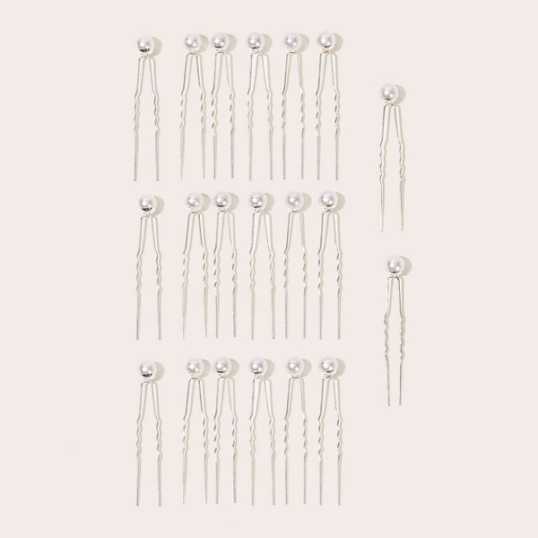 

Faux Pearl Decor Hair Pin 20pcs, White