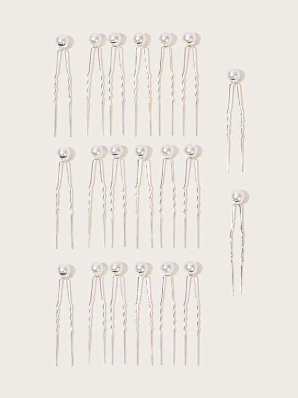

Faux Pearl Decor Hair Pin 20pcs, White